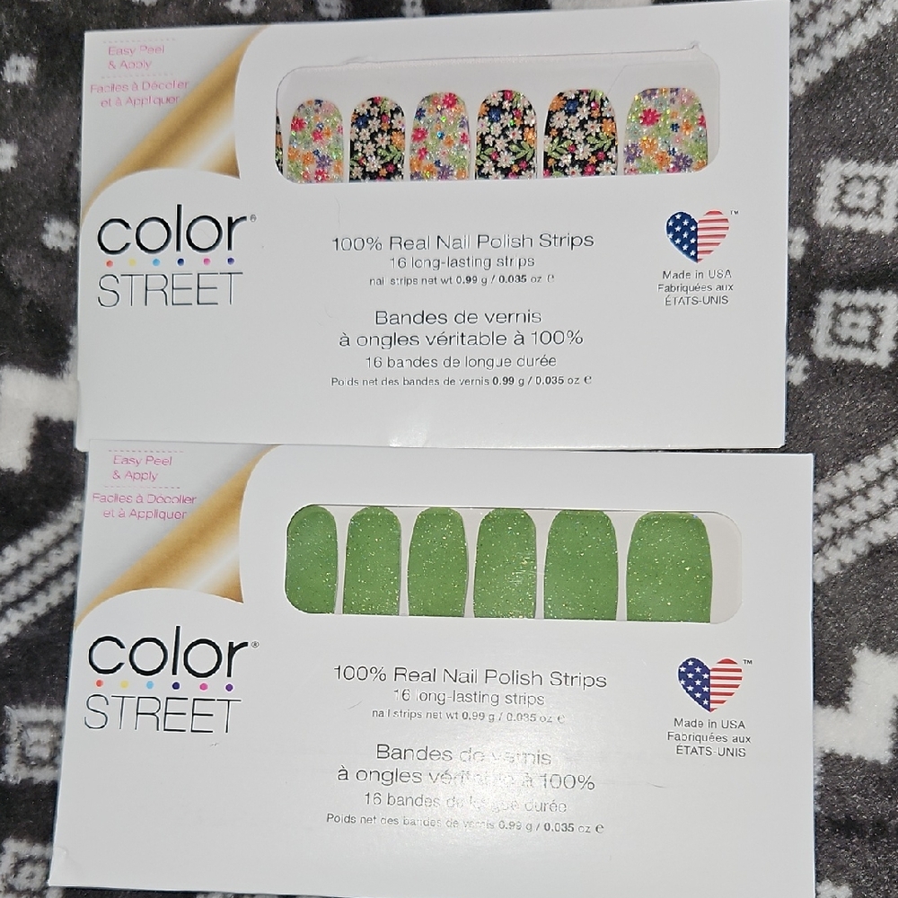 Color Street retired Nail Strips Daisy Me Rolling floral & Thyme To Go glitter